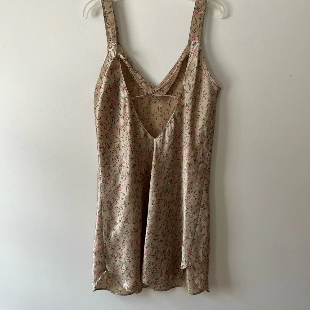 Vintage Morgan Taylor Satin Nighty Small Champagne Ditsy Floral Shabby Chic